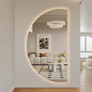 Halvmåne Spegel med LED-ljus 100x180 cm (Vänstervänd)