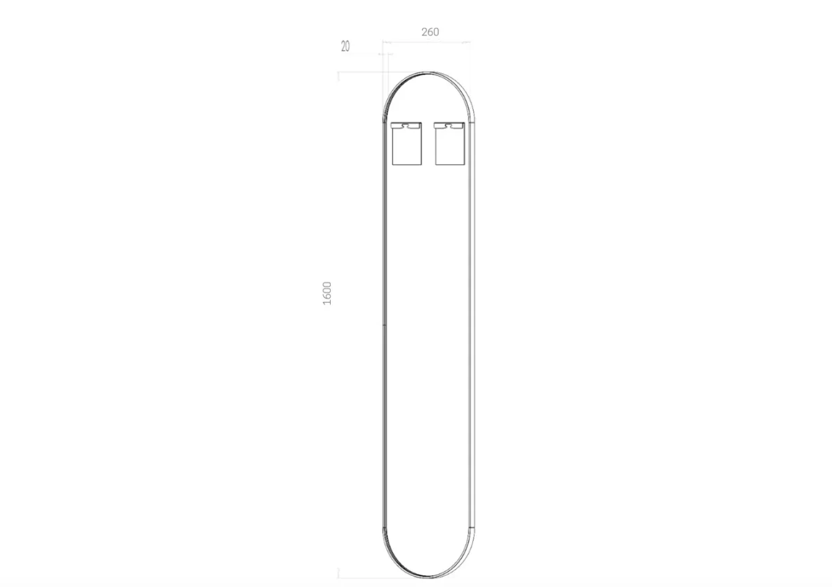 Oval fullängdsspegel, 26x160 cm - Svart ram - Bild 6