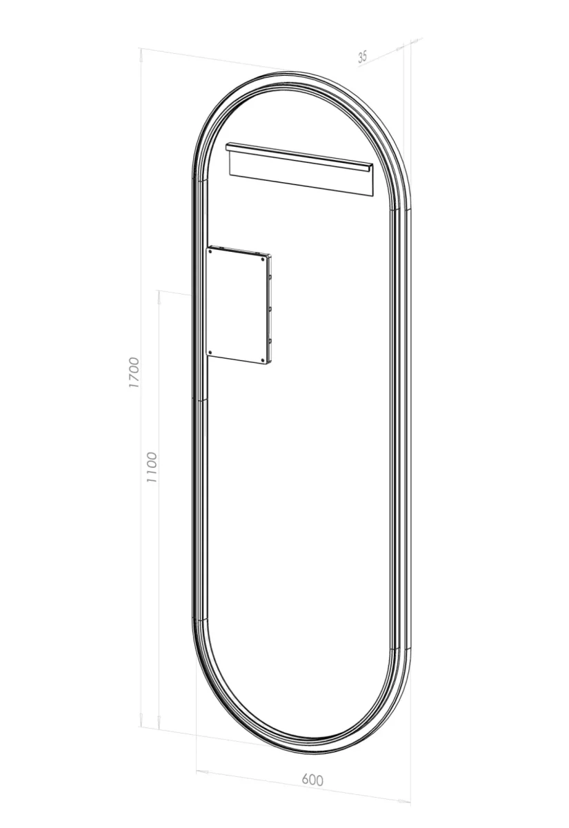 Helkroppsspegel Oval Spegel med LED-ljus 60x170 cm - Guld ram - Bild 5
