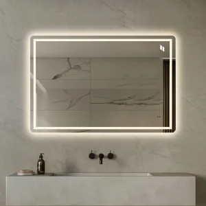Fyrkantig spegel med Frontlight LED-ljus och värme 120x80 cm