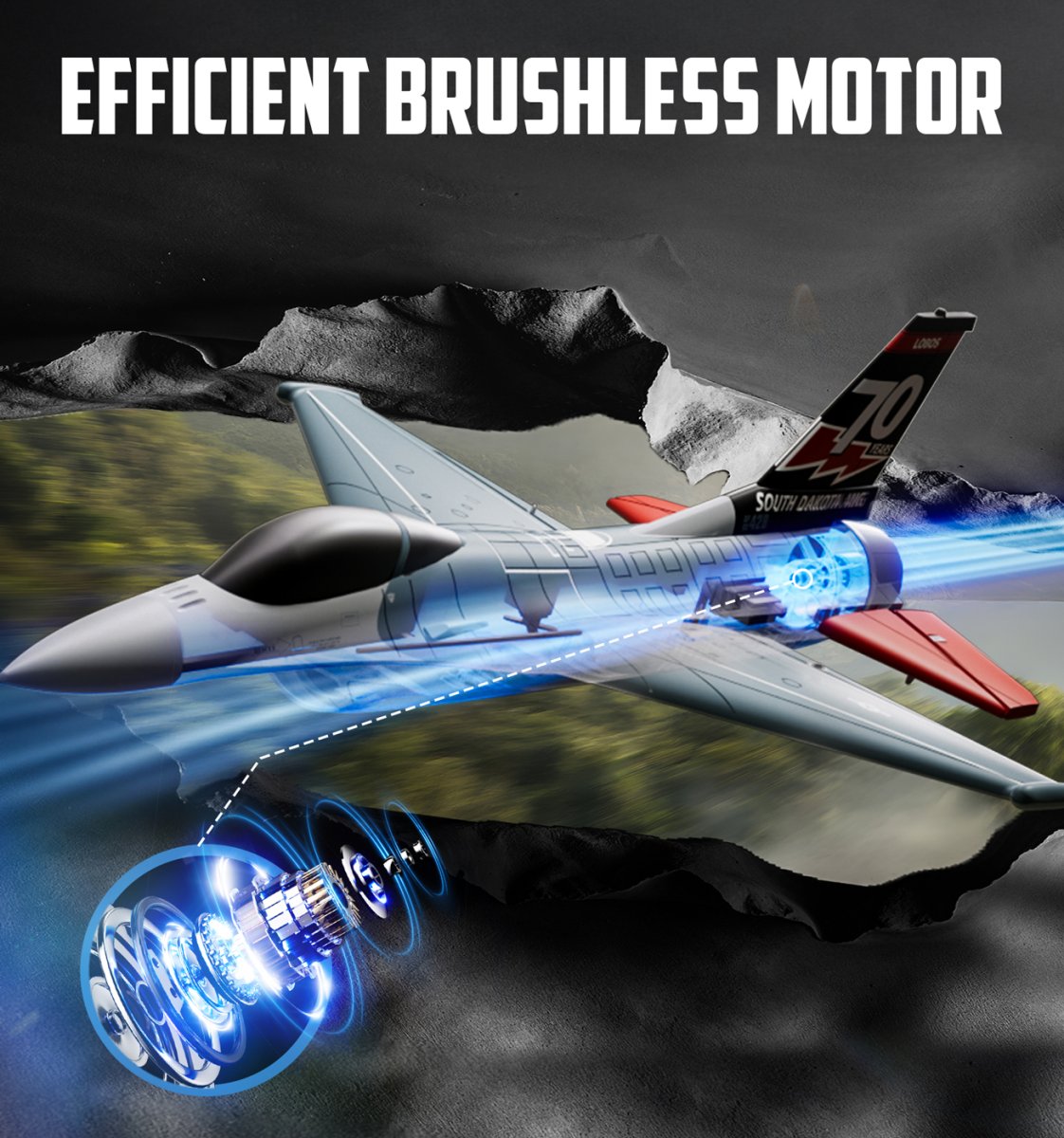 Volantex F16 Fighting Falcon Gyro Borstlös 4-K 400mm RTF - Bild 8