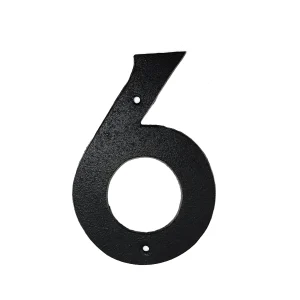 Fasadsiffra 6 i gjutjärn 16 cm