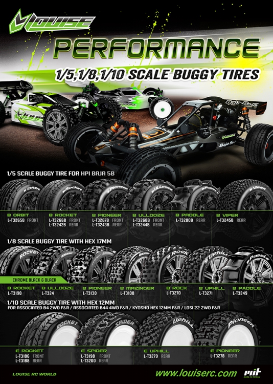 Louise B-VIPER Däck/Fälg 1/8 Buggy Soft Vit 2-pack - Bild 5