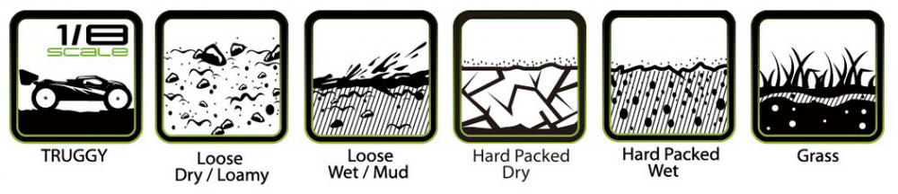 Louise T-ROCK Däck/Fälg 1/8 Truggy Soft Svart 2-pack - Bild 4
