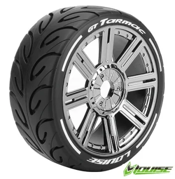 Louise GT-TARMAC Däck/Fälg 1/8 GT Soft Svart/Krom 2-pack
