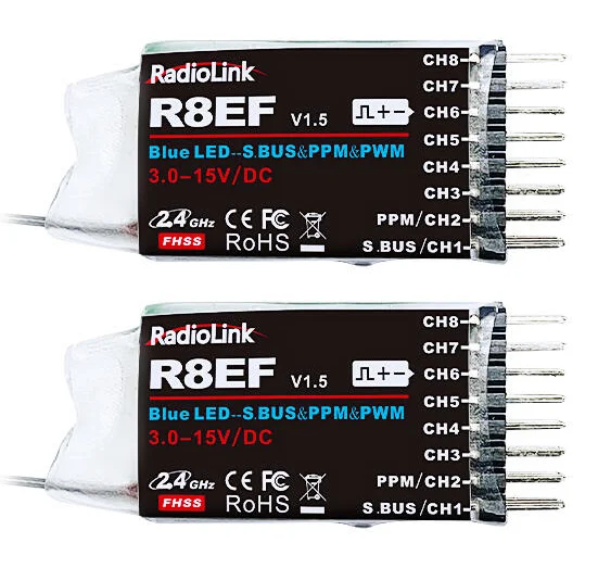 Radiolink T8S RC Sändare med LiPo & 2x R8EF Mottagare - Bild 4