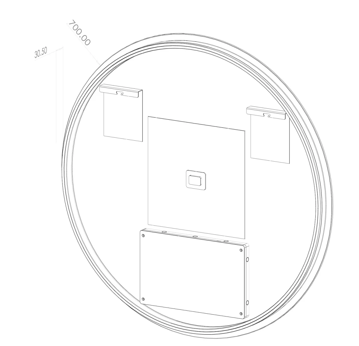 Rund spegel med LED-ljus och värme, Ø70 cm - Bild 5