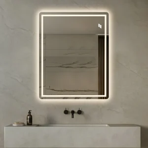 Fyrkantig spegel med Frontlight LED-ljus och värme 80x100 cm