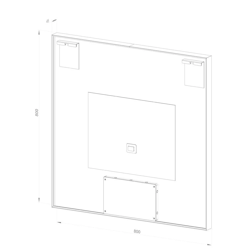 Fyrkantig spegel med LED-ljus i ram och värme 80x80 cm, svart ram - Bild 4