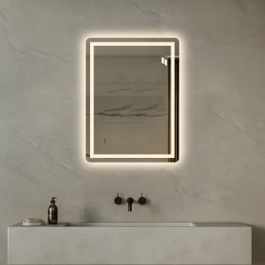 Fyrkantig spegel med Frontlight LED-ljus och värme 60x80 cm